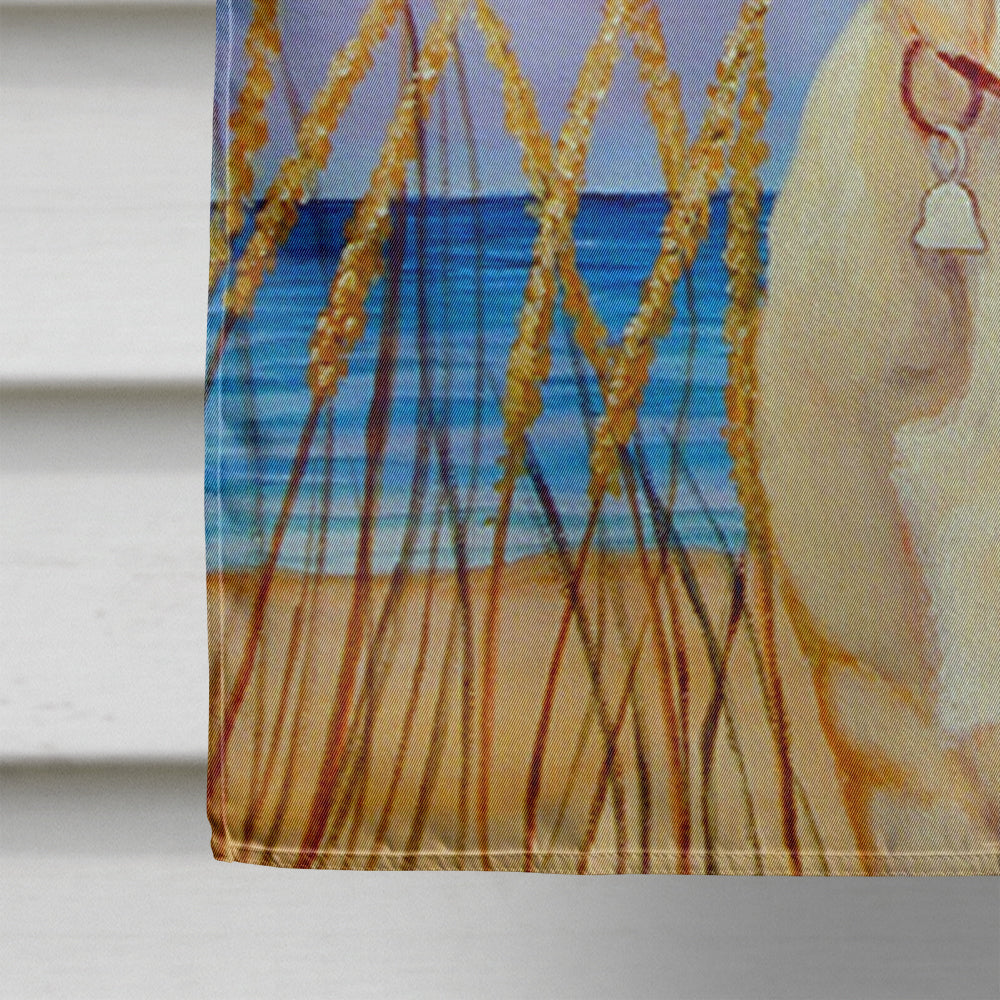 Yellow Labrador at the beach Flag Canvas House Size  the-store.com.