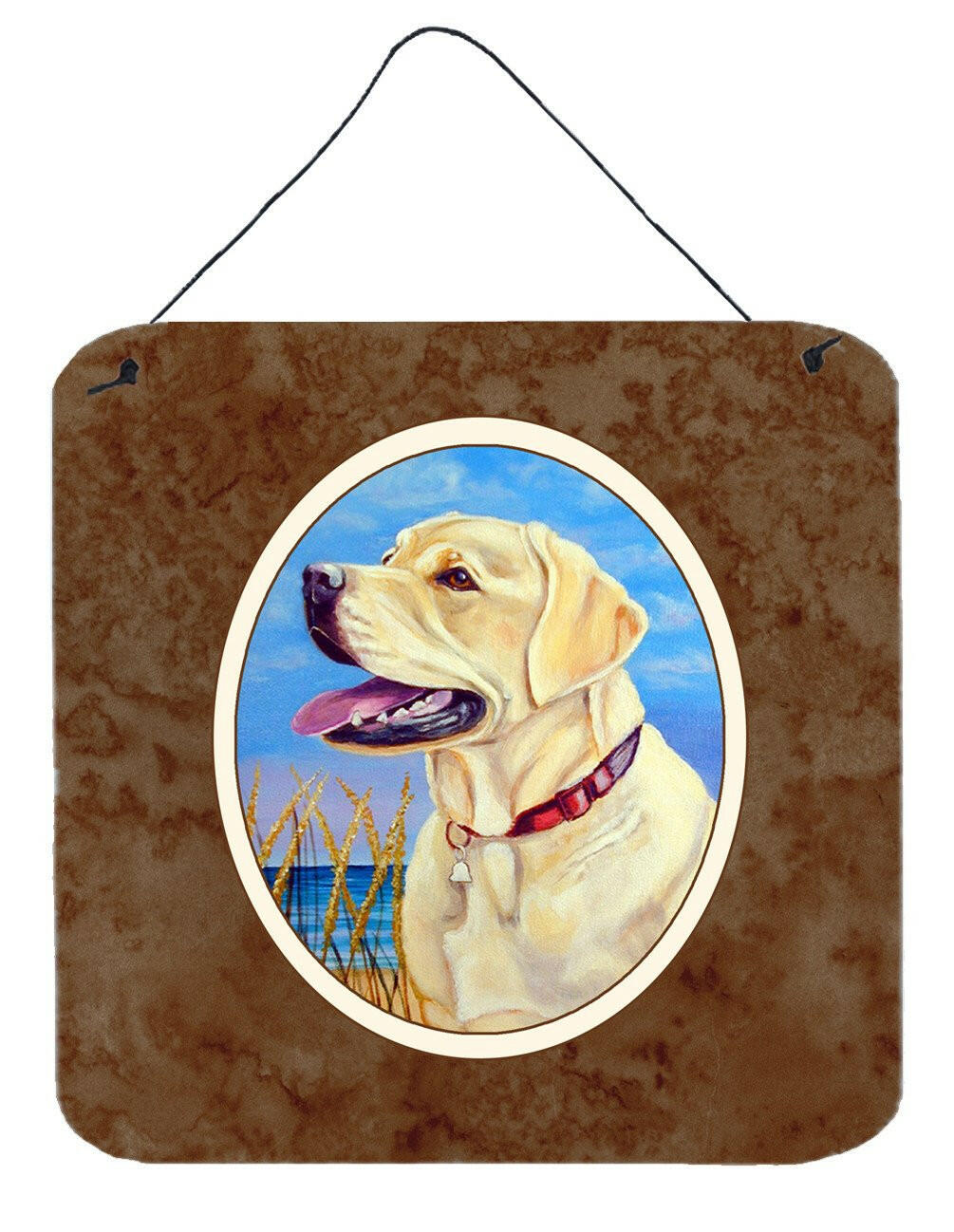Yellow Labrador at the Beach Wall or Door Hanging Prints 7158DS66 by Caroline&#39;s Treasures