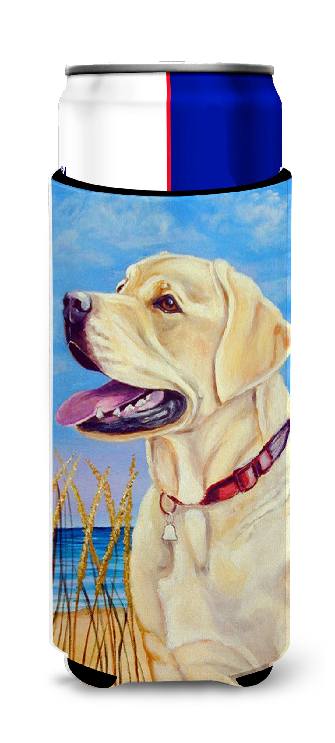 Yellow Labrador at the Beach Ultra Beverage Insulators for slim cans 7158MUK.