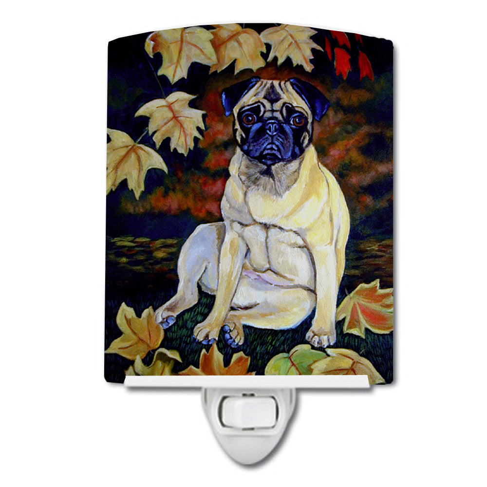 Fawn Pug in Fall Leaves Ceramic Night Light 7160CNL - the-store.com