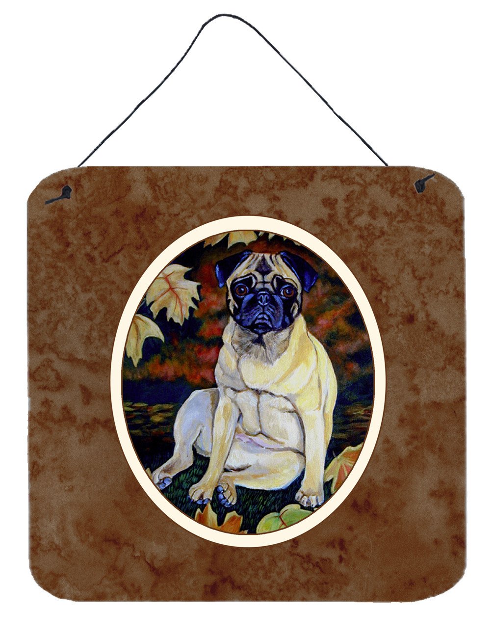 Fawn Pug in Fall Leaves Wall or Door Hanging Prints 7160DS66 by Caroline's Treasures
