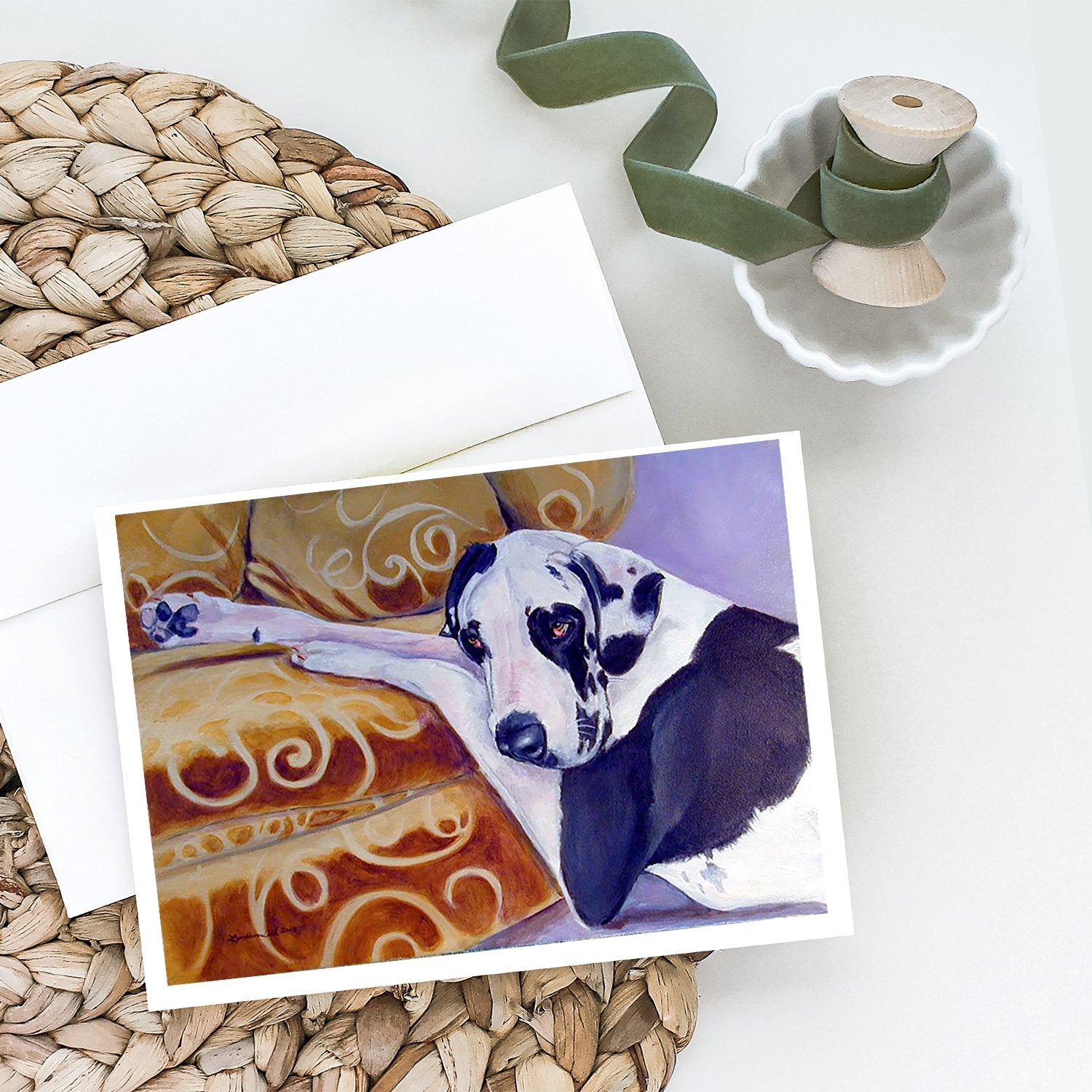 Harlequin Natural Great Dane Greeting Cards and Envelopes Pack of 8 - the-store.com