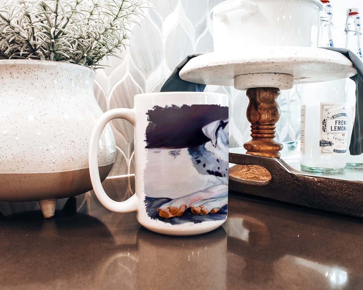 Harlequin Natural Great Danes Dishwasher Safe Microwavable Ceramic Coffee Mug 15 ounce 7163CM15