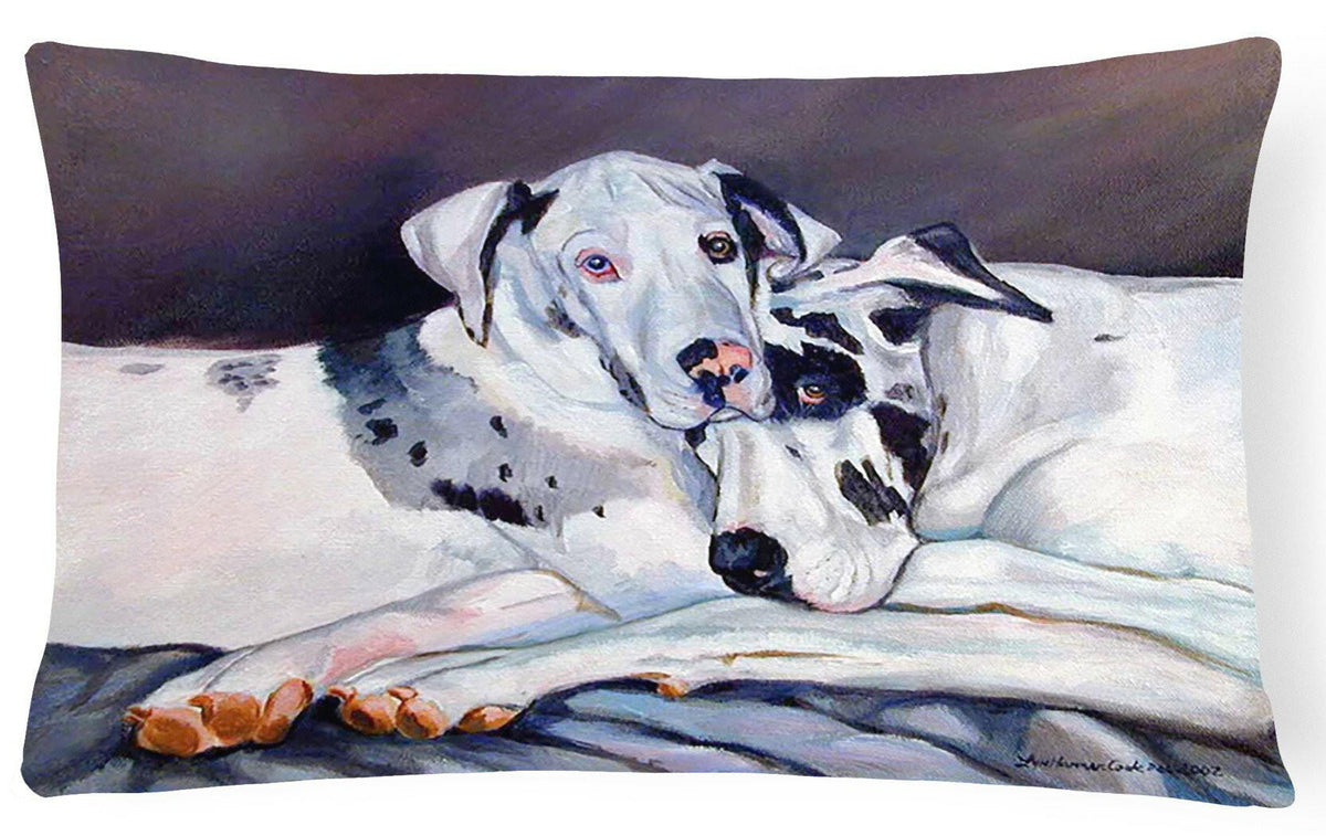 Harlequin Natural Great Danes Decorative   Canvas Fabric Pillow by Caroline&#39;s Treasures