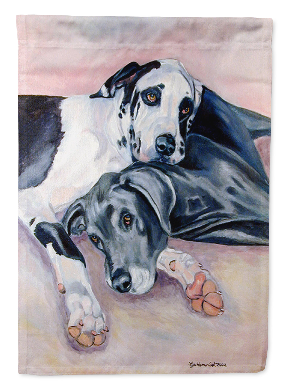 Harlequin and Bule Natural Great Danes Flag Canvas House Size  the-store.com.