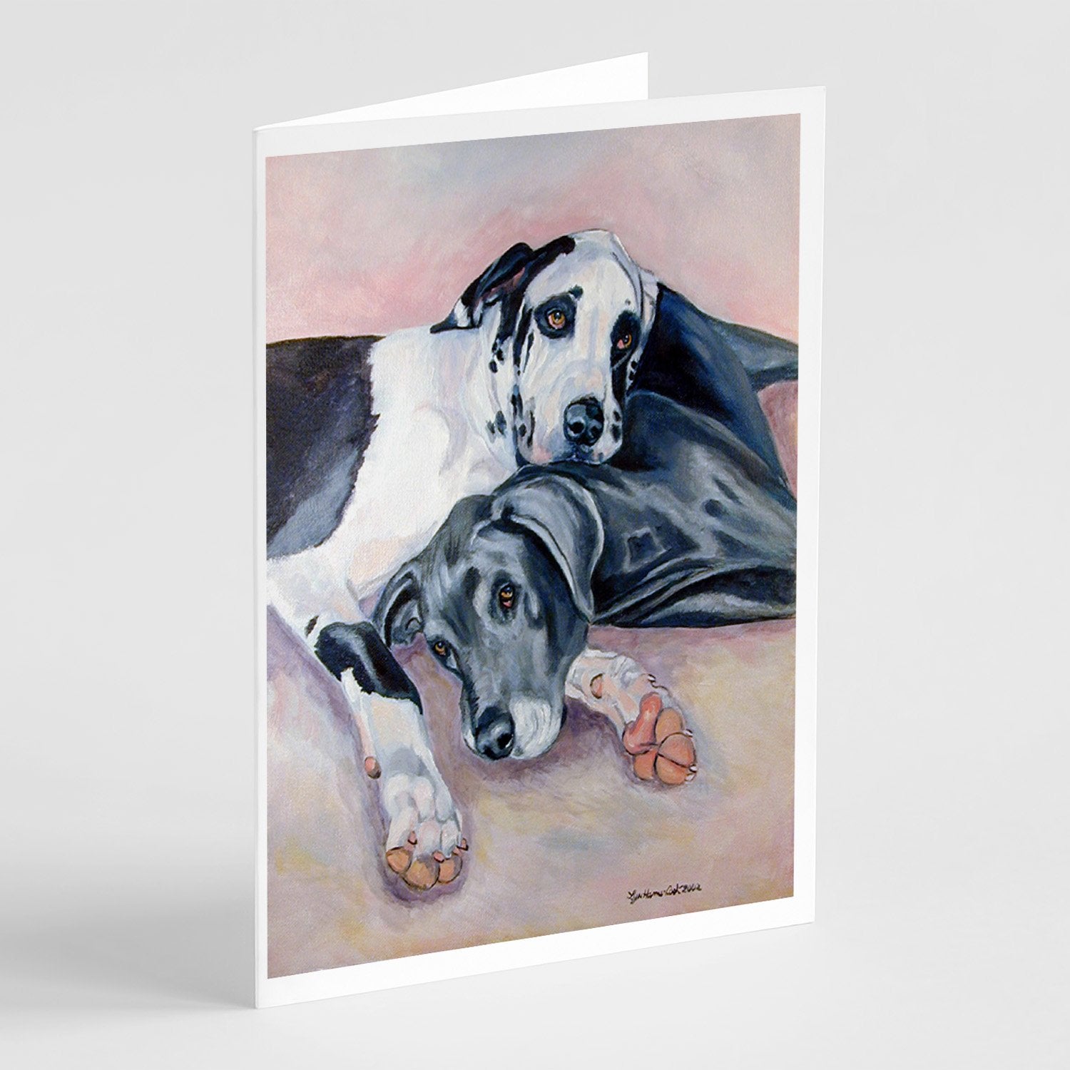 Buy this Black and Harlequin Great Dane  Greeting Cards and Envelopes Pack of 8