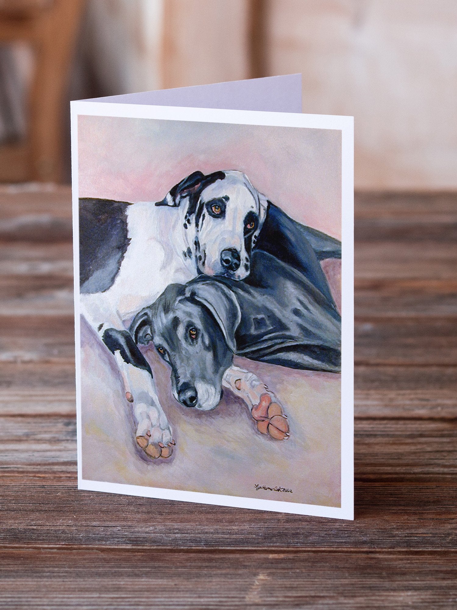 Black and Harlequin Great Dane  Greeting Cards and Envelopes Pack of 8 - the-store.com