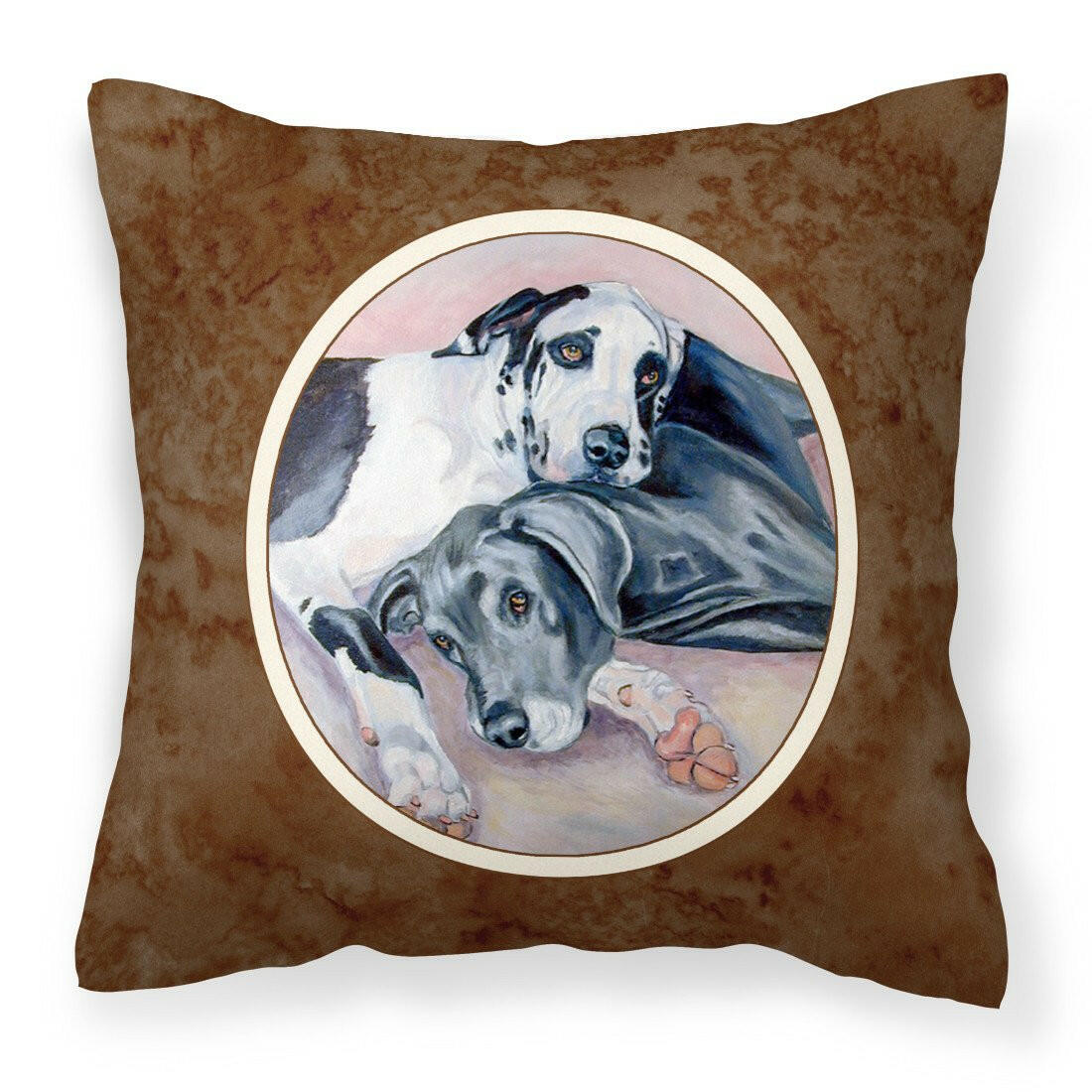 Black and Harlequin Great Dane Fabric Decorative Pillow 7164PW1414 - the-store.com