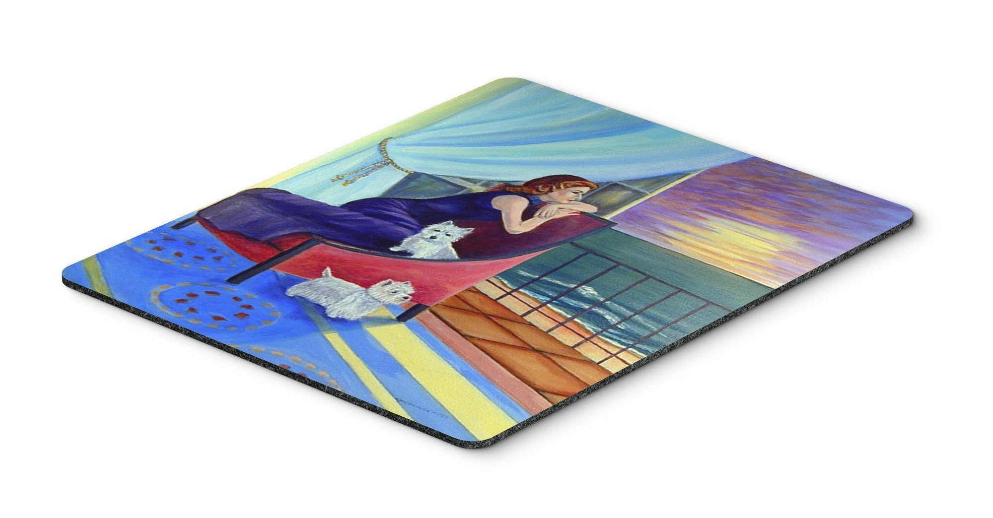 Lady with her Westie Mouse Pad / Hot Pad / Trivet by Caroline's Treasures