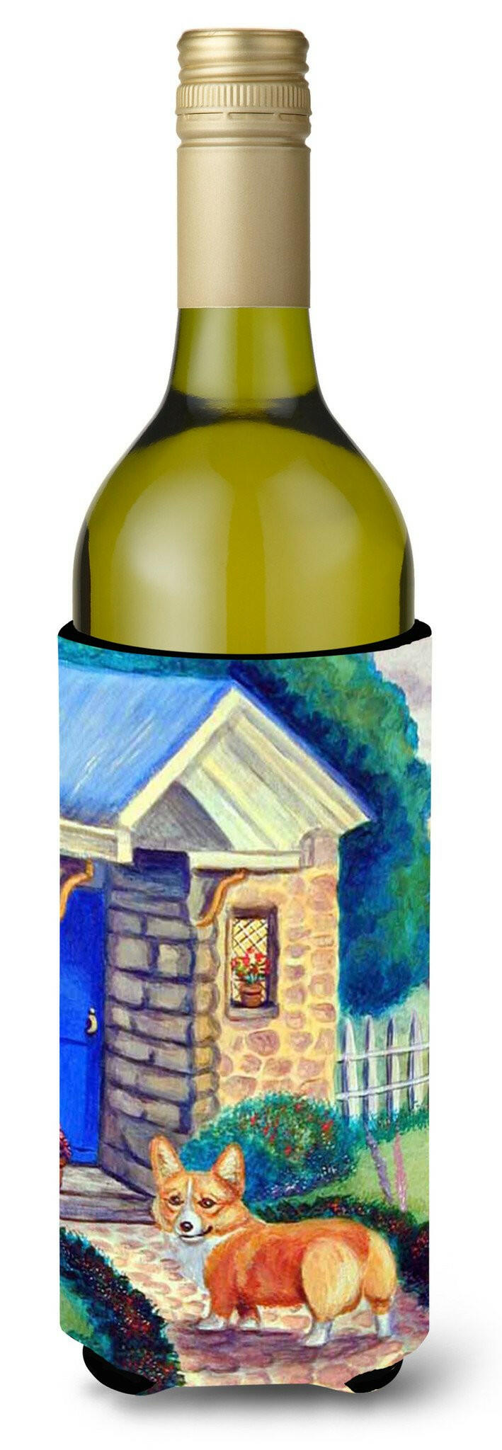 Corgi at the Cottage Wine Bottle Beverage Insulator Beverage Insulator Hugger by Caroline&#39;s Treasures