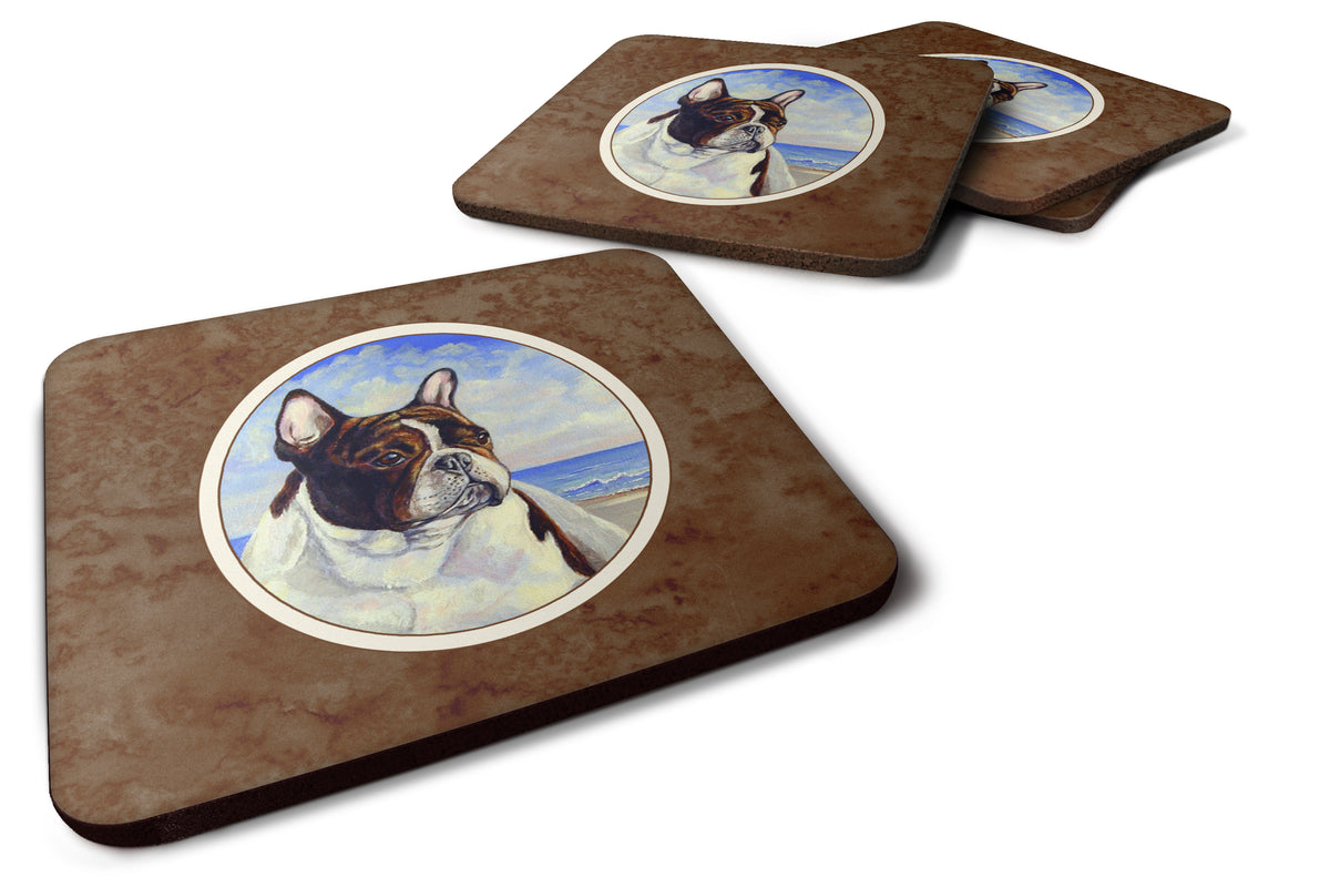 French Bulldog at the beach Foam Coaster Set of 4 7171FC - the-store.com