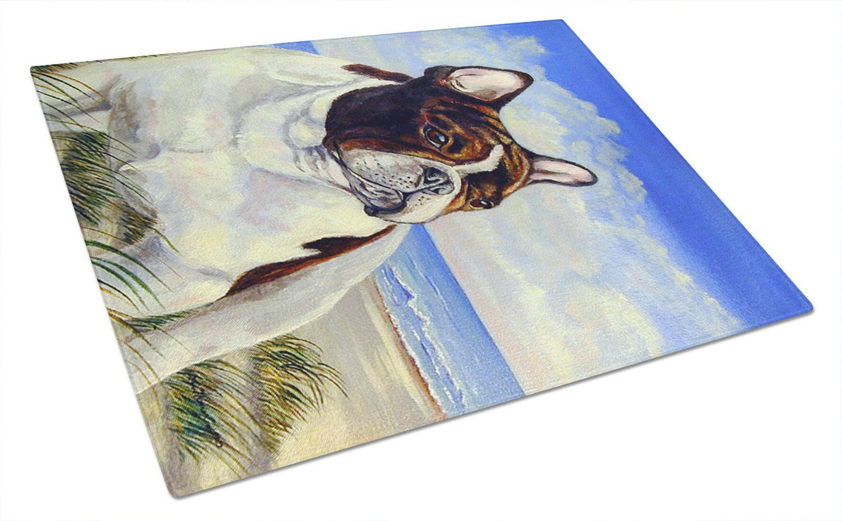 French Bulldog at the beach Glass Cutting Board Large by Caroline&#39;s Treasures