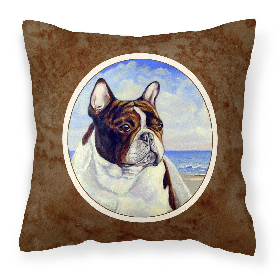 French Bulldog at the beach Fabric Decorative Pillow 7171PW1414 - the-store.com
