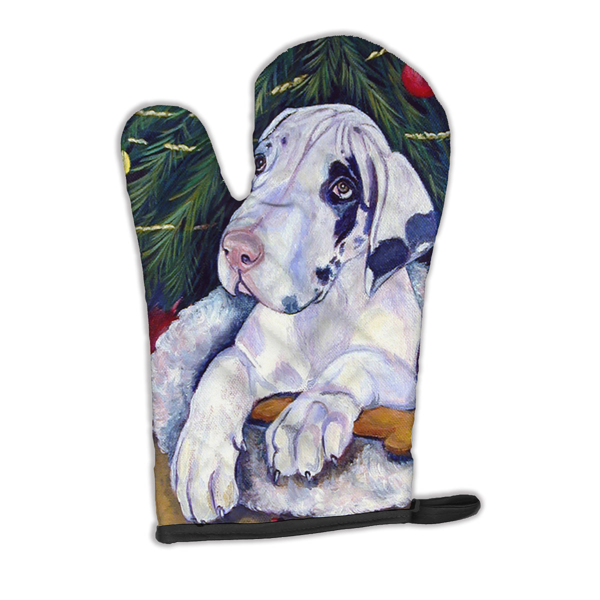Christmas Tree with Harlequin Great Dane Oven Mitt 7172OVMT  the-store.com.