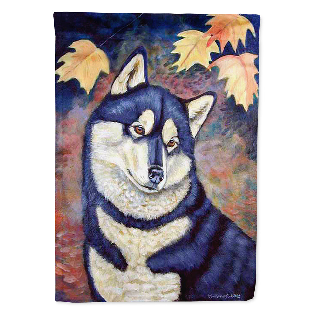 Fall Leaves Siberian Husky Flag Canvas House Size  the-store.com.