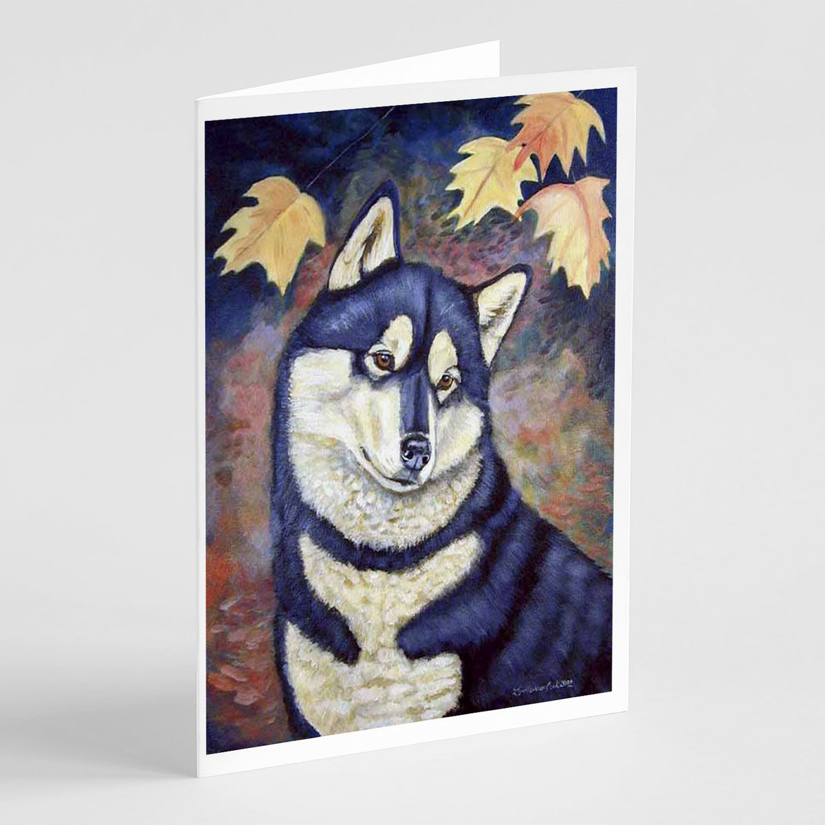 Buy this Fall Leaves Siberian Husky  Greeting Cards and Envelopes Pack of 8