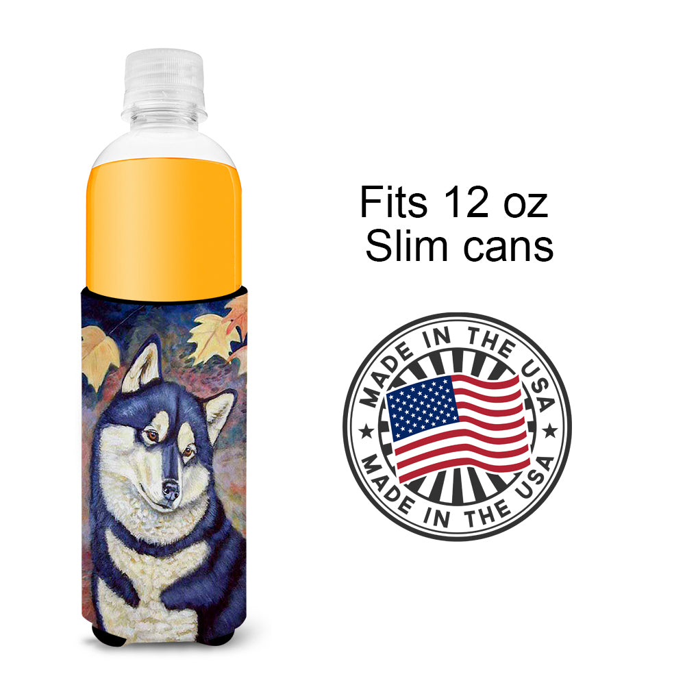 Fall Leaves Siberian Husky Ultra Beverage Insulators for slim cans 7173MUK.