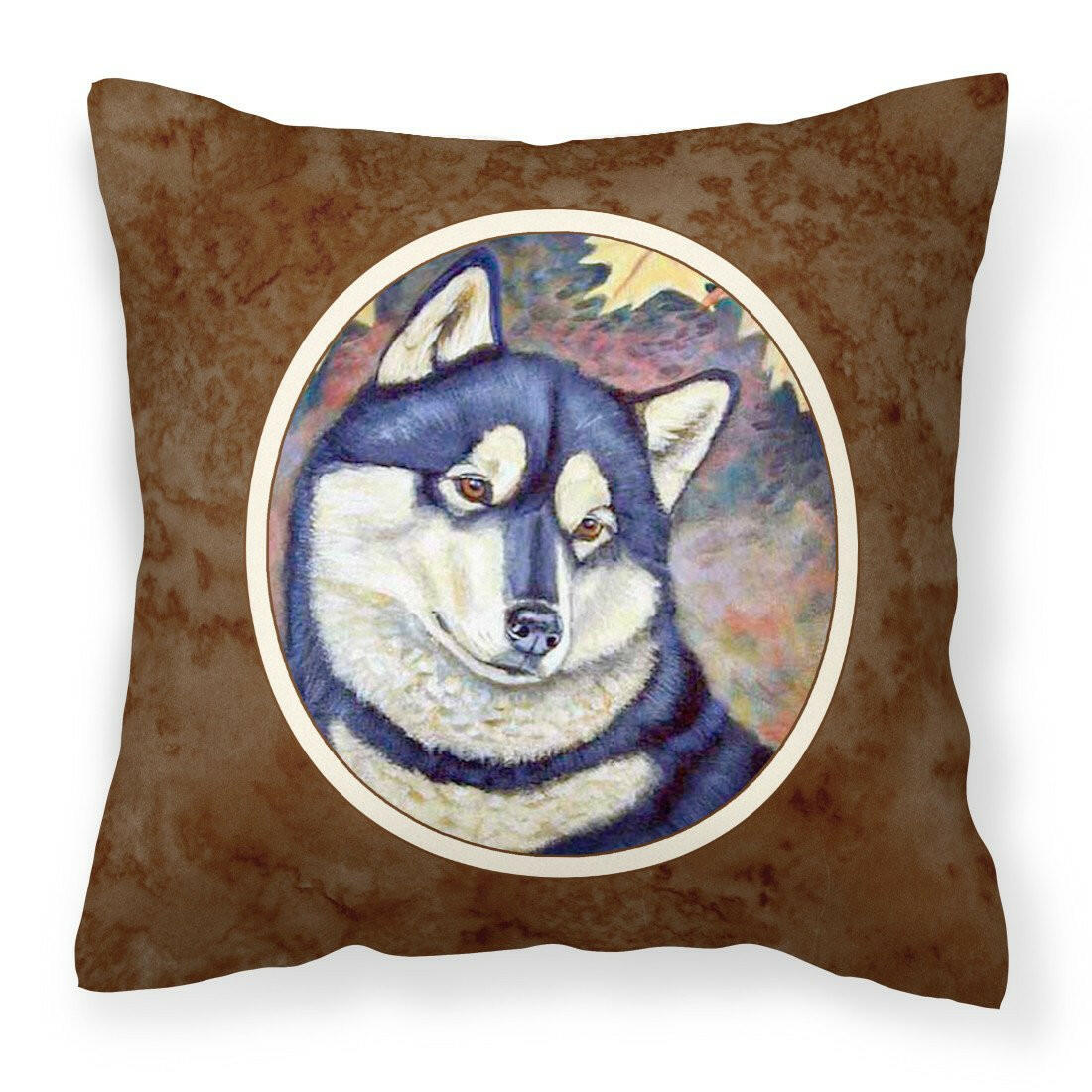 Fall Leaves Siberian Husky Fabric Decorative Pillow 7173PW1414 - the-store.com