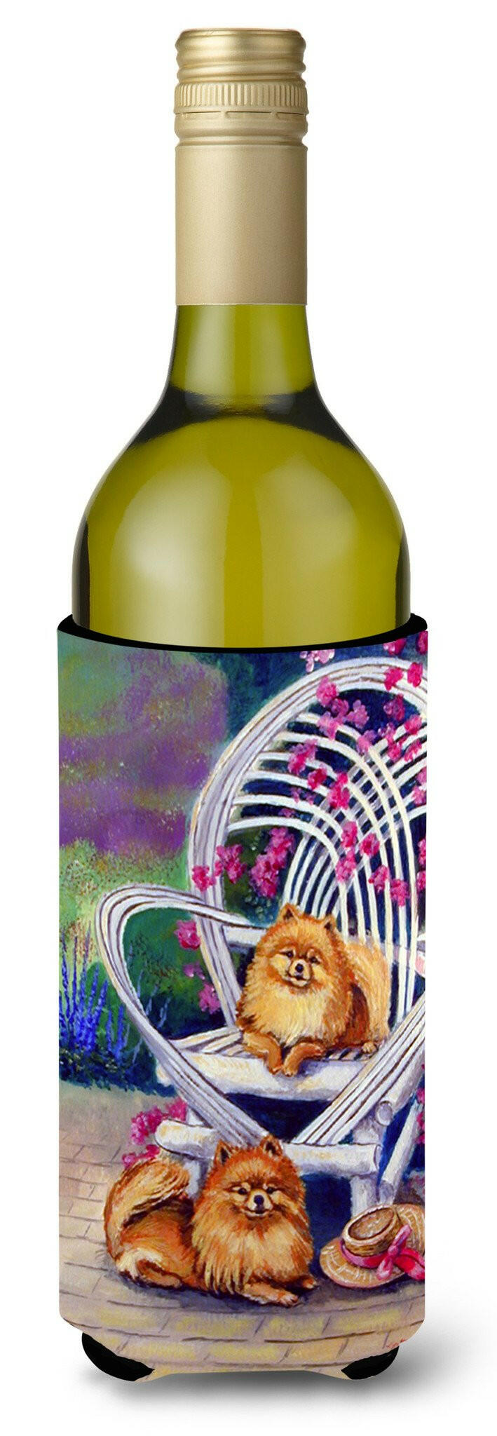 Red Pomeranians Wine Bottle Beverage Insulator Beverage Insulator Hugger by Caroline&#39;s Treasures