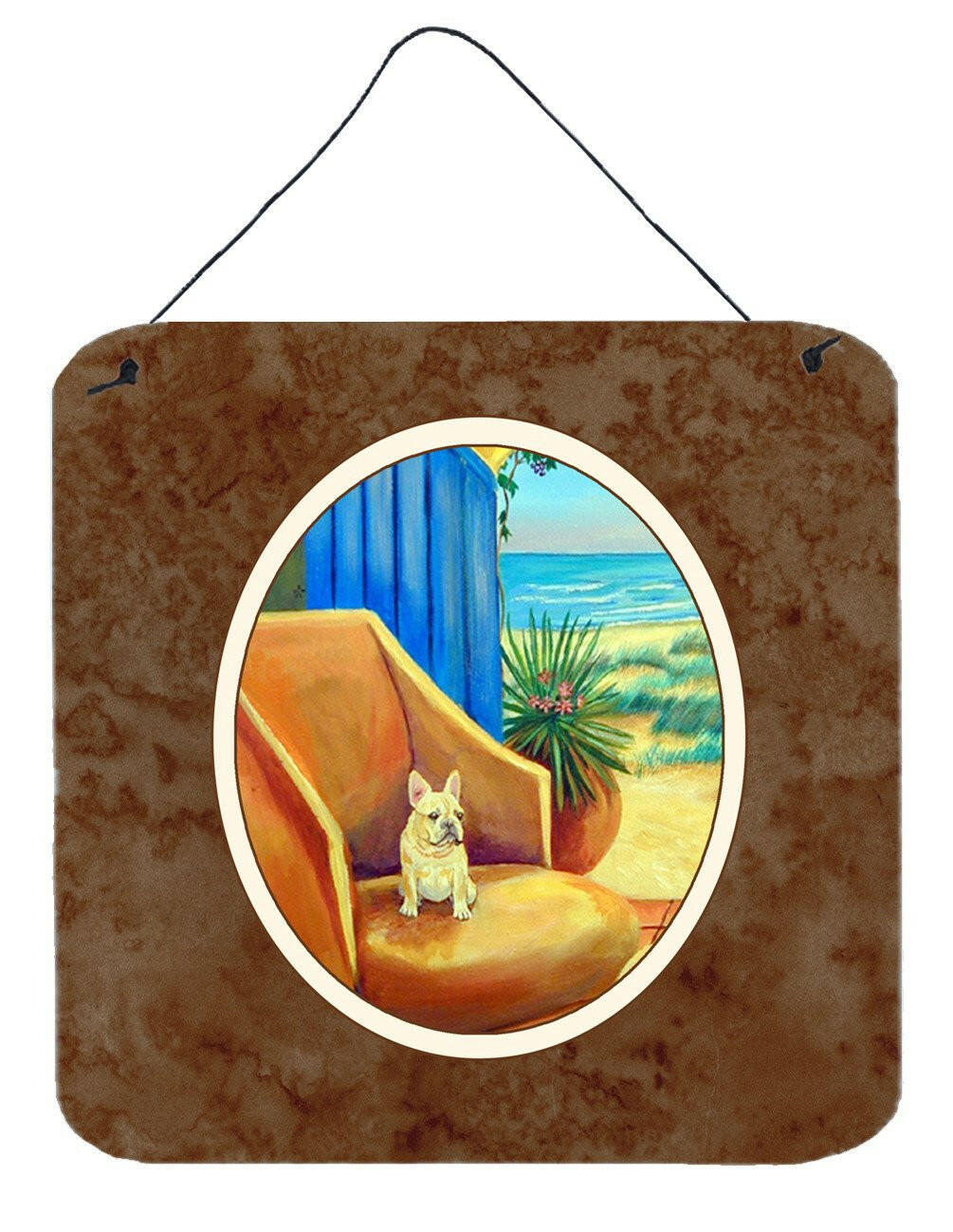 French Bulldog at the beach cottage Wall or Door Hanging Prints 7181DS66 by Caroline&#39;s Treasures