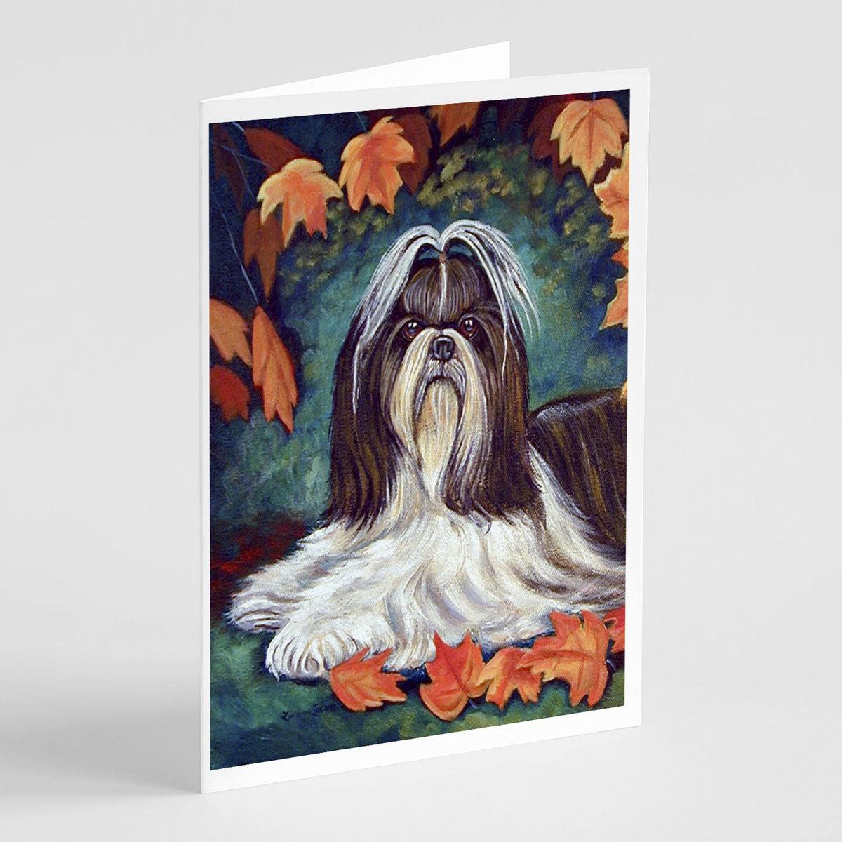 Buy this Autumn Leaves Shih Tzu  Greeting Cards and Envelopes Pack of 8