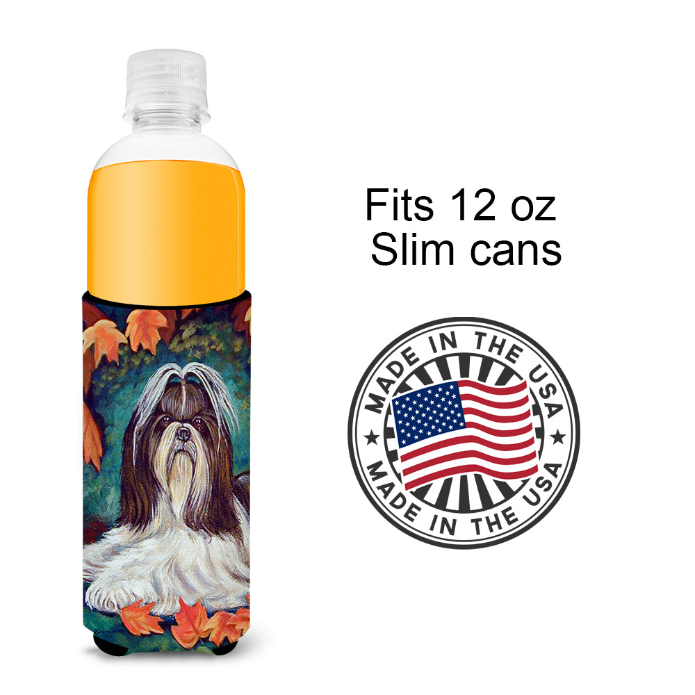 Autumn Leaves Shih Tzu Ultra Beverage Insulators for slim cans 7182MUK.