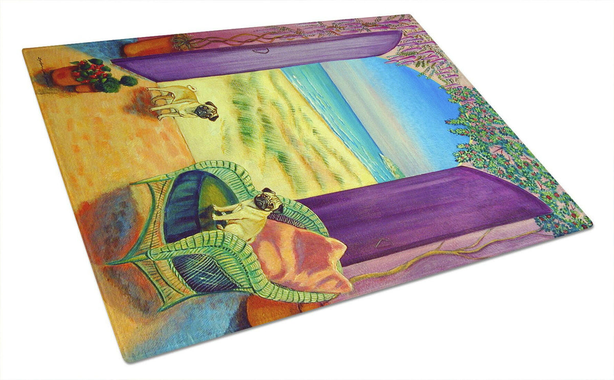 Pug Glass Cutting Board Large by Caroline&#39;s Treasures