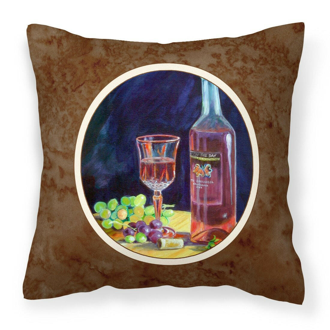 Red Wine Bottle and Glass Fabric Decorative Pillow 7185PW1414 - the-store.com