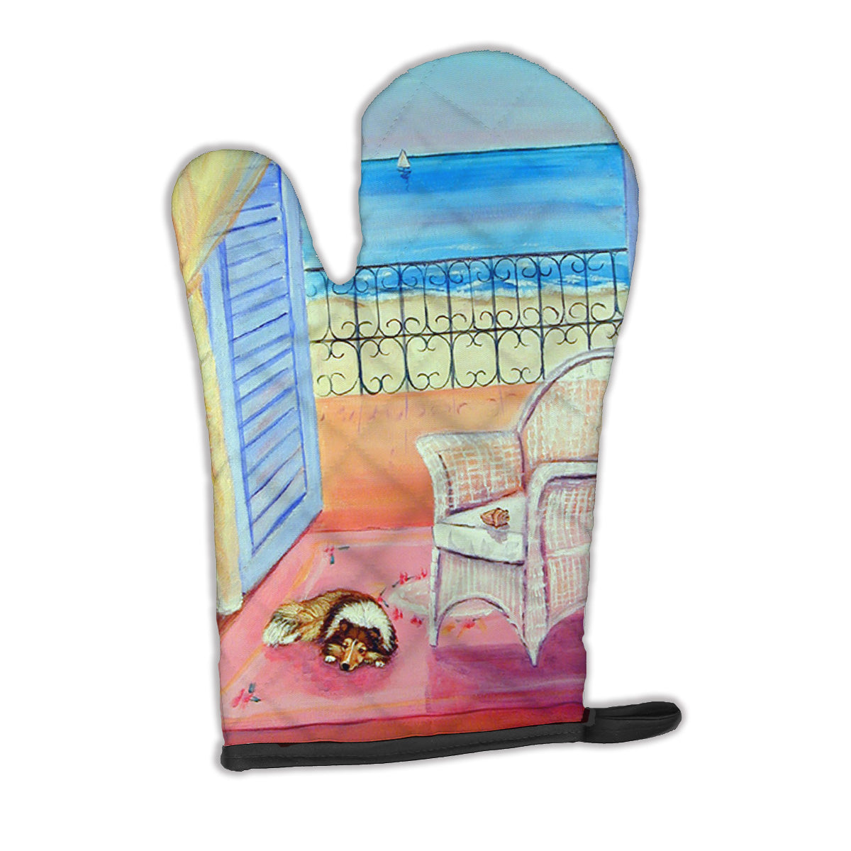 Caroline's Treasures Sheltie waiting on Mom Oven Mitt 7186OVMT