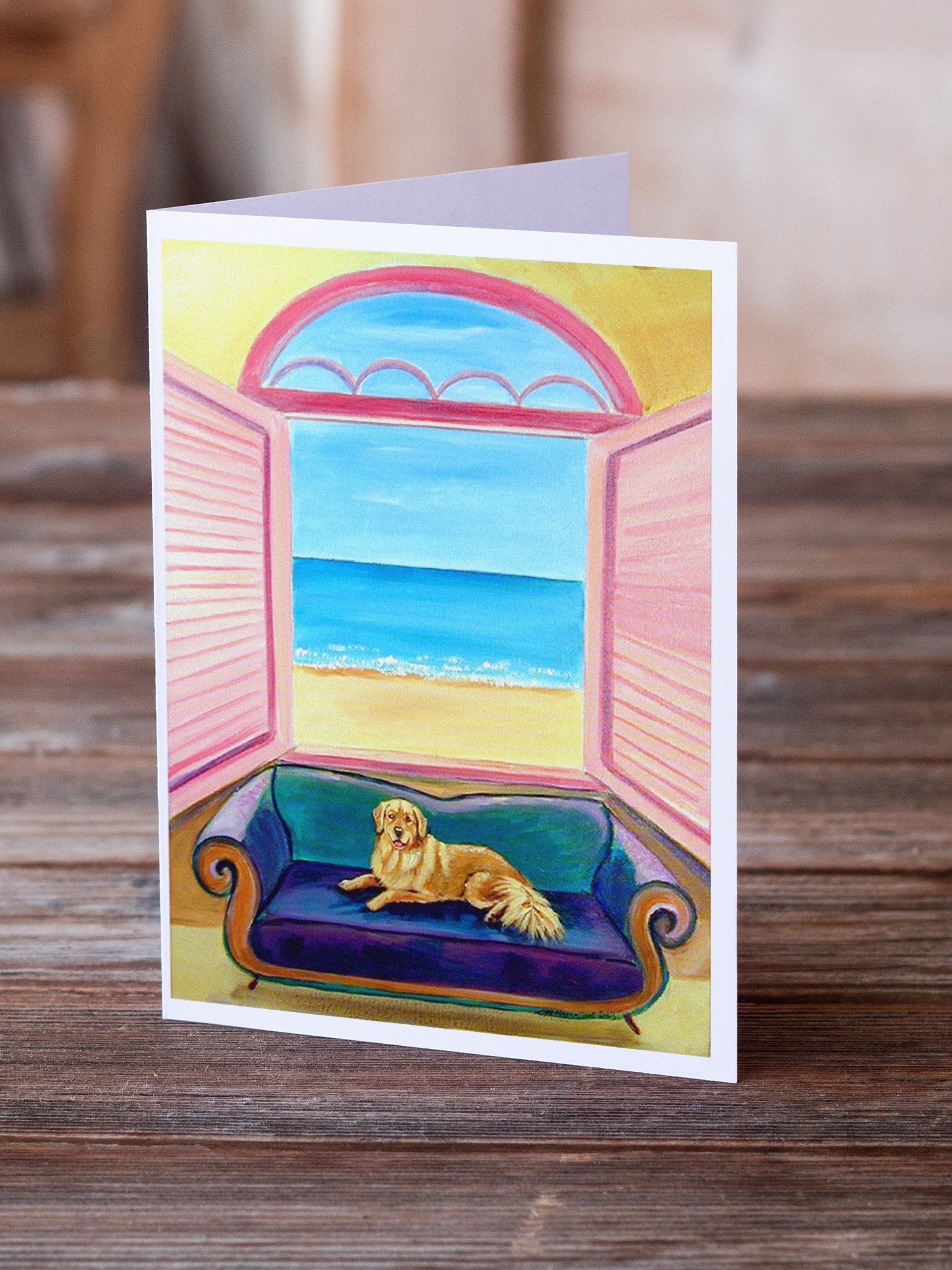 Golden Retriever Couch Sitting  Greeting Cards and Envelopes Pack of 8 - the-store.com
