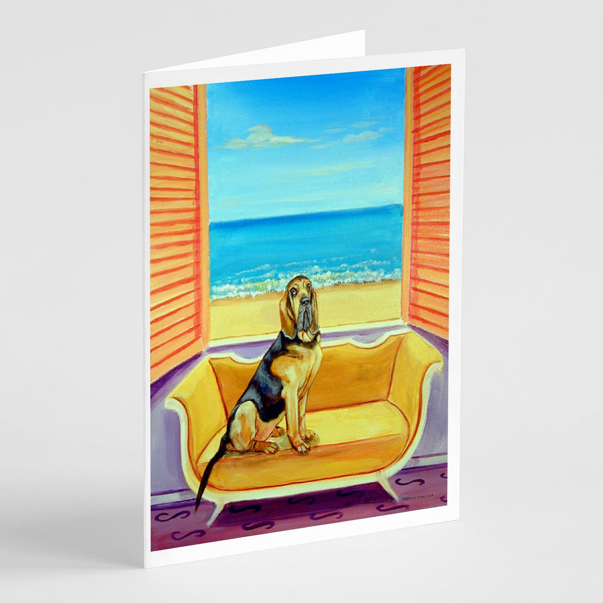 Buy this Bloodhound Couch Sitting  Greeting Cards and Envelopes Pack of 8