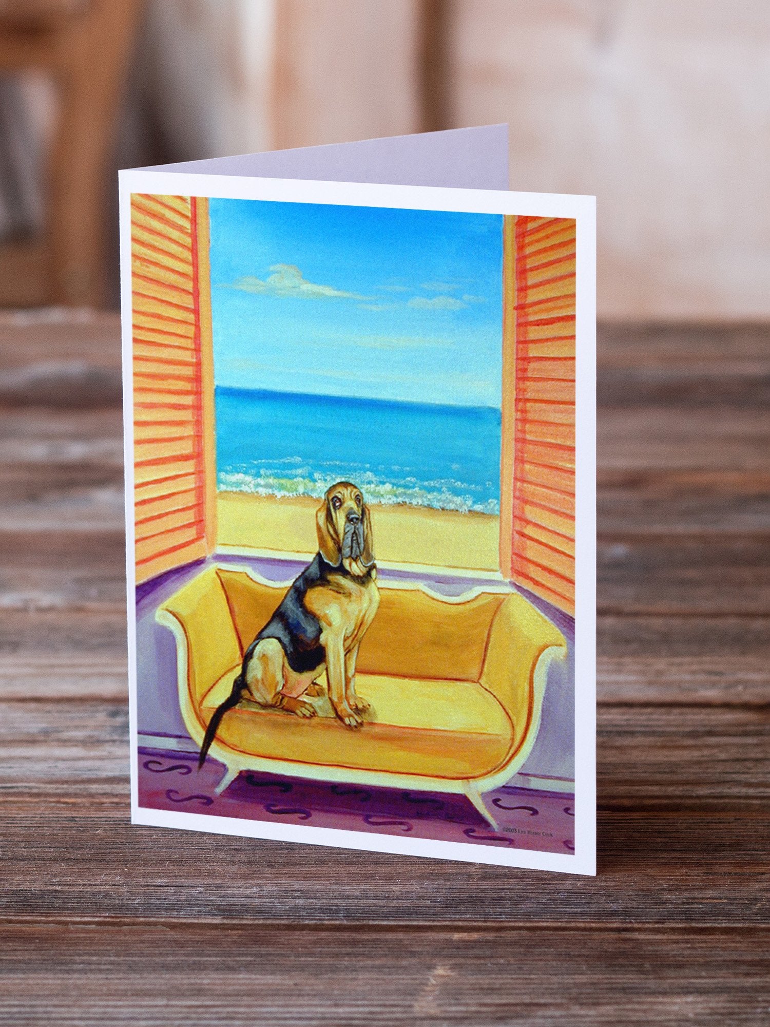 Buy this Bloodhound Couch Sitting  Greeting Cards and Envelopes Pack of 8