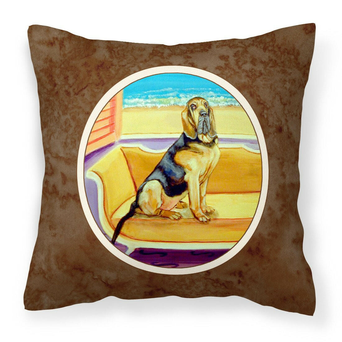 Bloodhound Couch Sitting Fabric Decorative Pillow 7191PW1414 - the-store.com