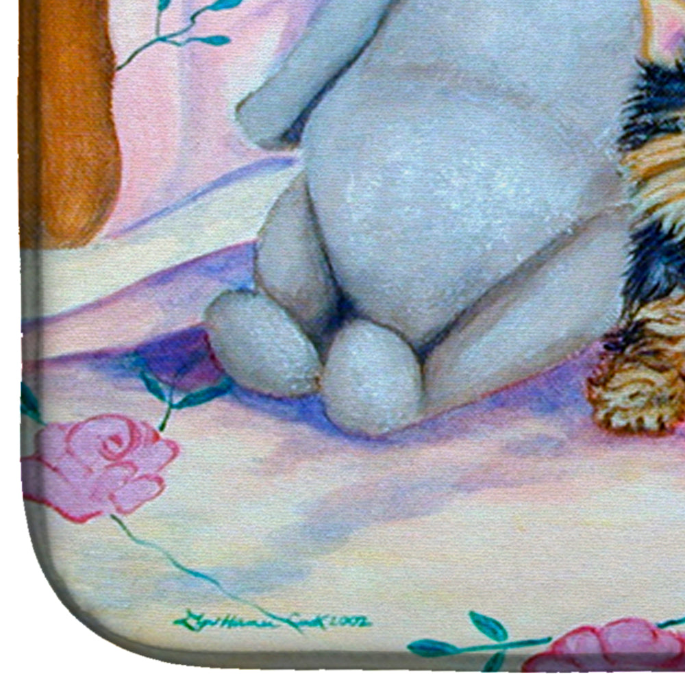 Yorkie Puppies three in a row Dish Drying Mat 7192DDM
