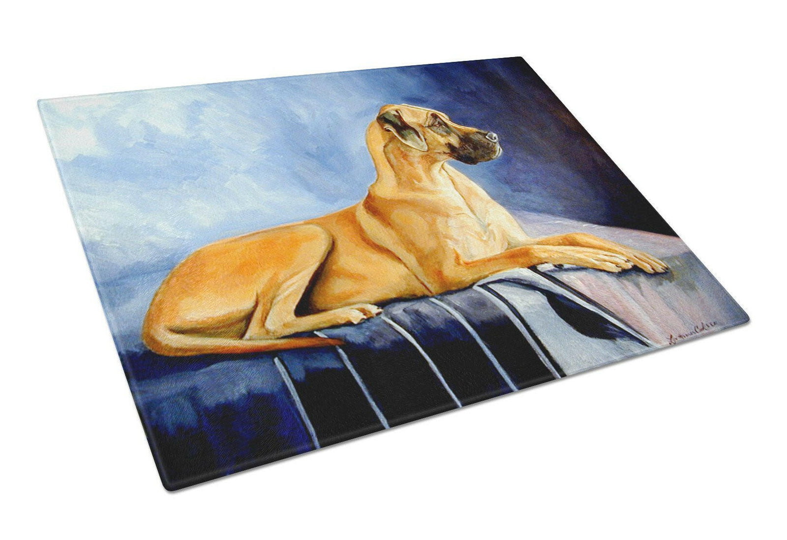 Natural Fawn Great Dane Glass Cutting Board Large by Caroline's Treasures