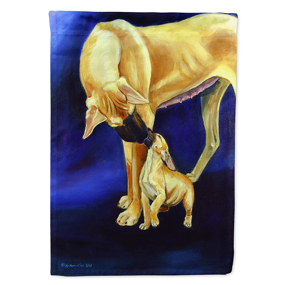 Natural Fawn Great Dane with Puppy Flag Canvas House Size  the-store.com.