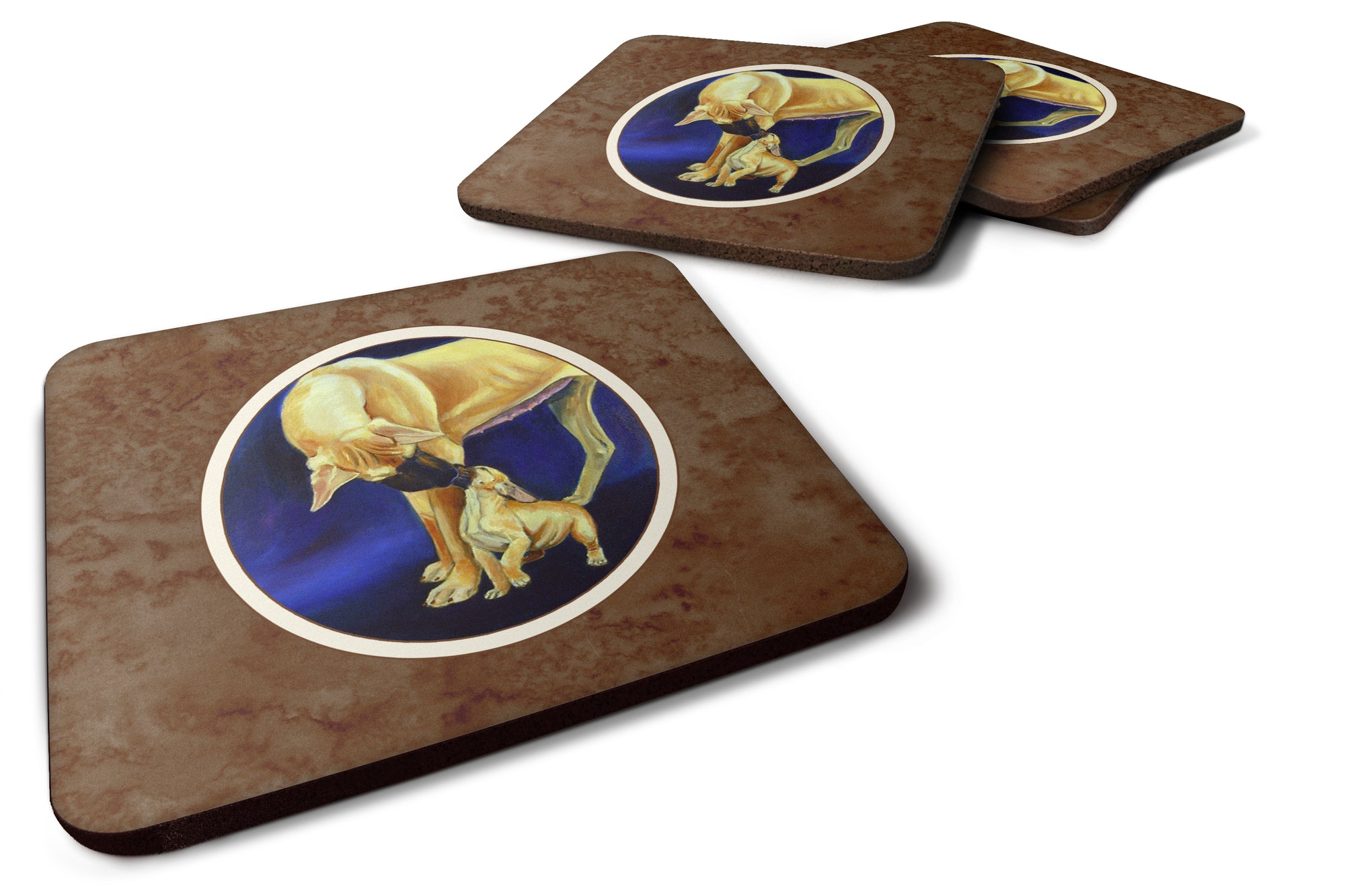 Great Dane and Puppy  Foam Coaster Set of 4 7208FC - the-store.com