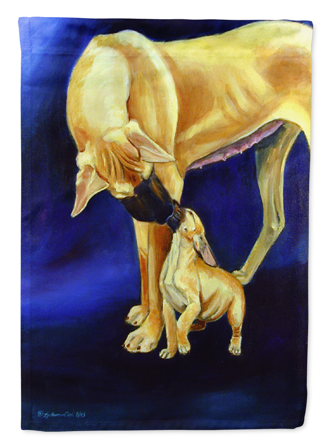 Natural Fawn Great Dane with Puppy Flag Garden Size.