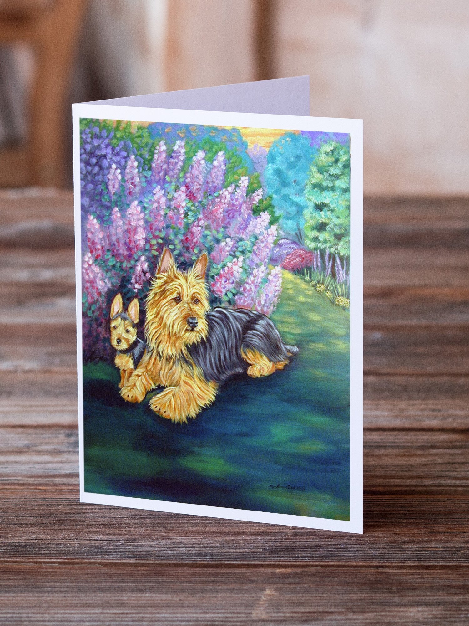 Australian Terrier and Puppy  Greeting Cards and Envelopes Pack of 8 - the-store.com