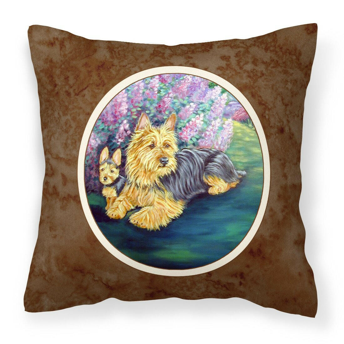 Australian Terrier and Puppy Fabric Decorative Pillow 7209PW1414 - the-store.com