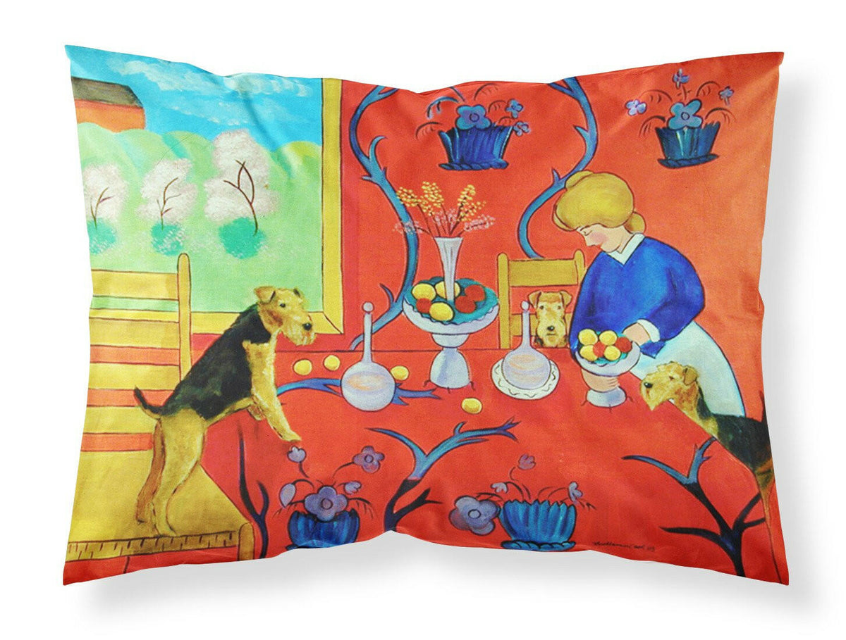 Airedale Terrier with lady Moisture wicking Fabric standard pillowcase by Caroline&#39;s Treasures