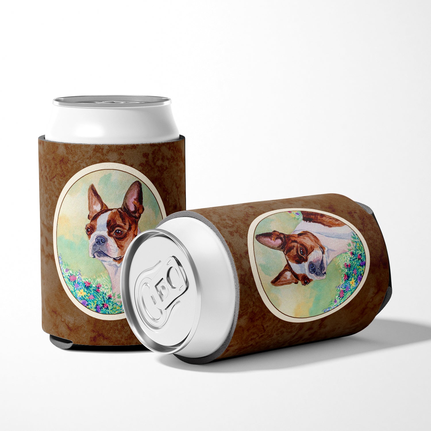 Red and White Boston Terrier Can or Bottle Hugger 7222CC.