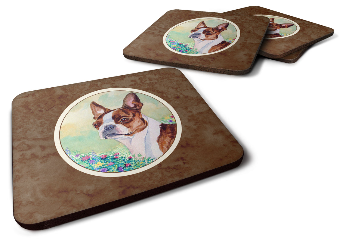 Red and White Boston Terrier Foam Coaster Set of 4 7222FC - the-store.com