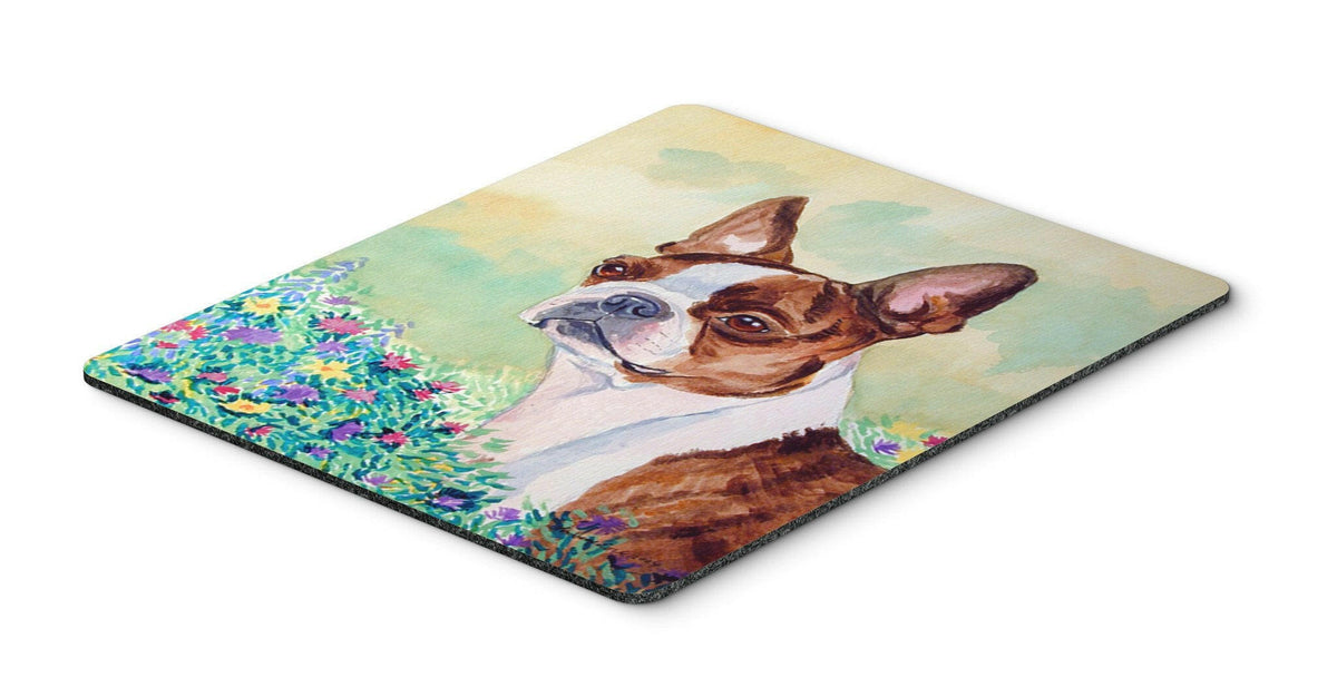 Red and White Boston Terrier Mouse Pad / Hot Pad / Trivet by Caroline&#39;s Treasures