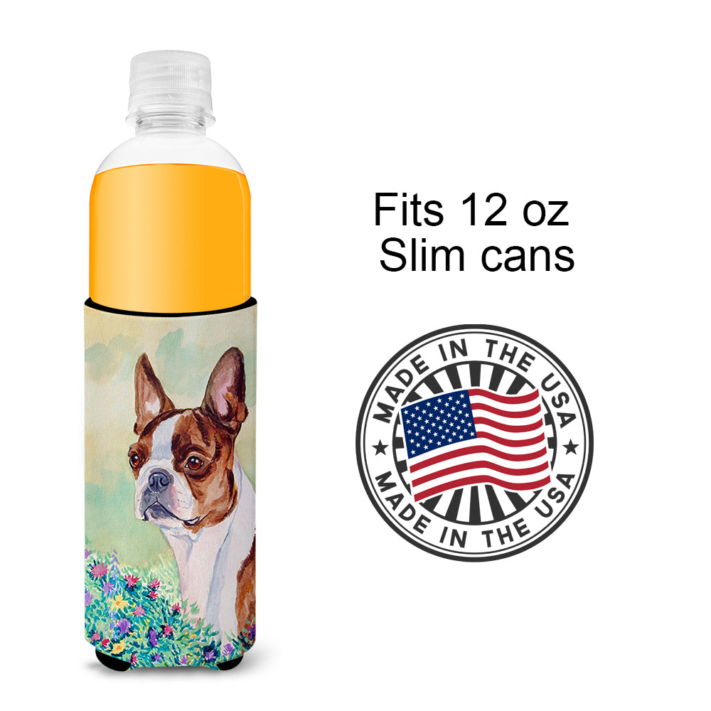 Red and White Boston Terrier Ultra Beverage Insulators for slim cans 7222MUK.