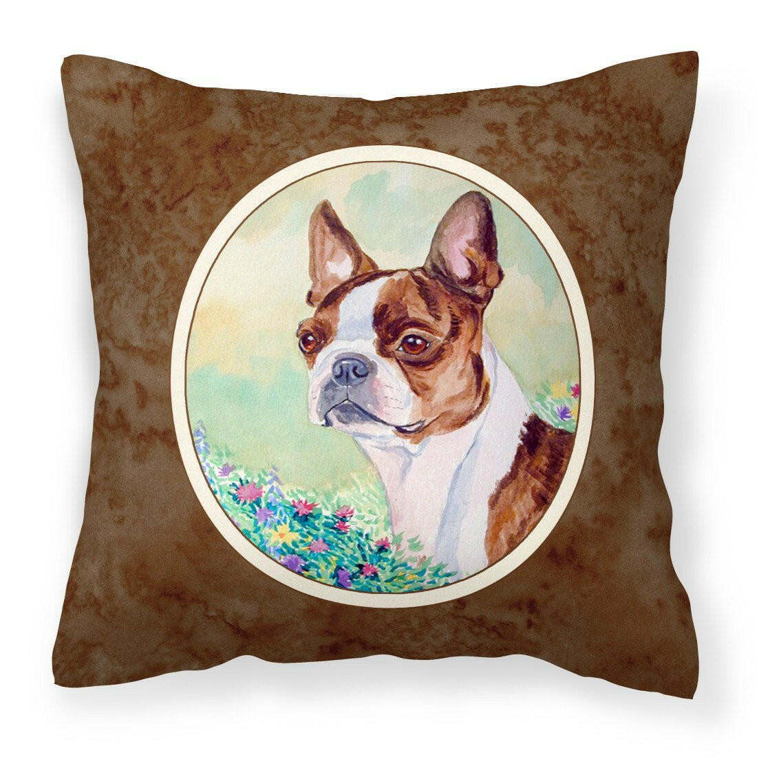 Red and White Boston Terrier Fabric Decorative Pillow 7222PW1414 - the-store.com