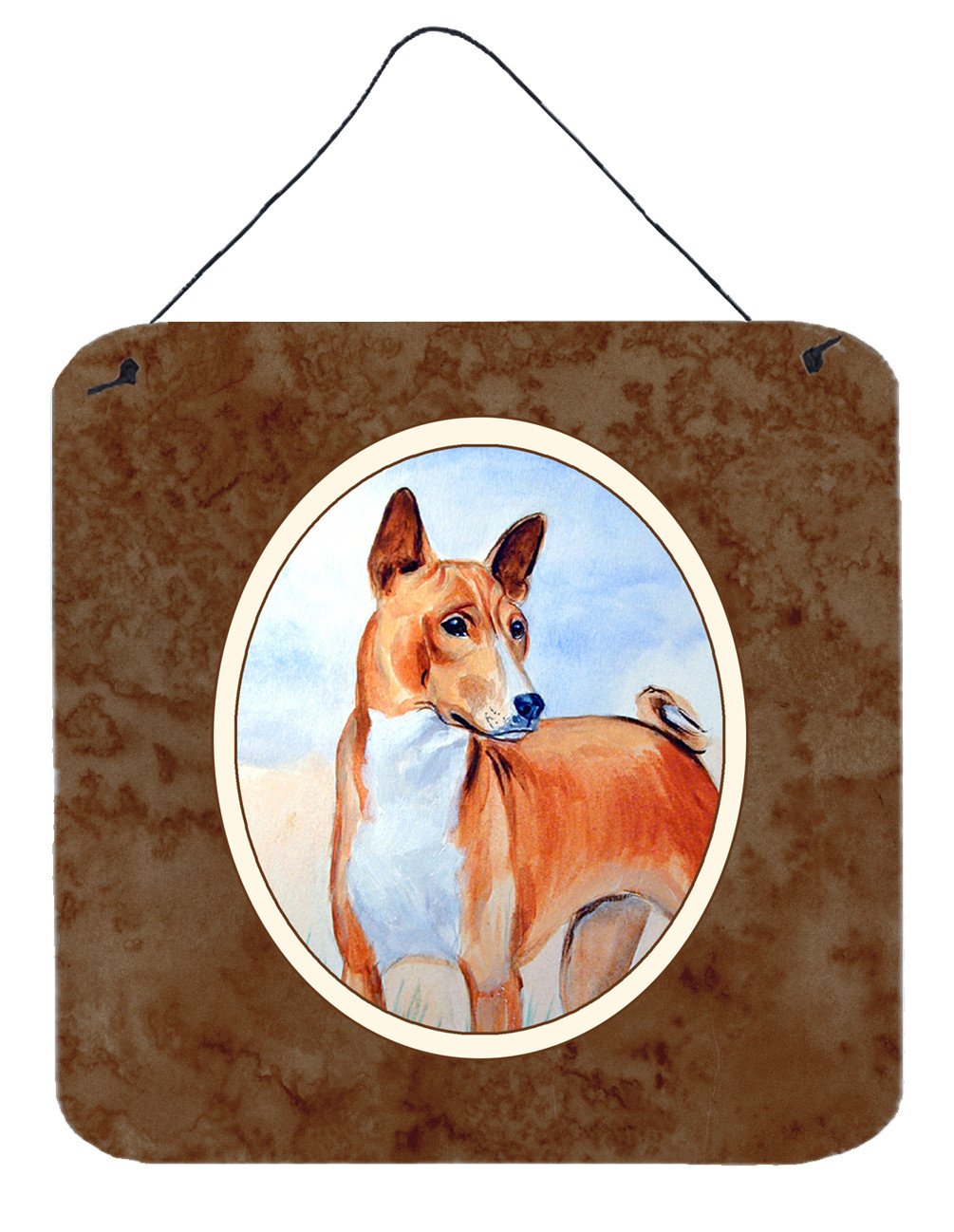 Red and White Basenji Wall or Door Hanging Prints 7223DS66 by Caroline's Treasures