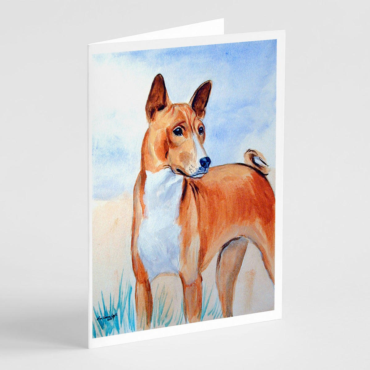 Buy this Red and White Basenji  Greeting Cards and Envelopes Pack of 8