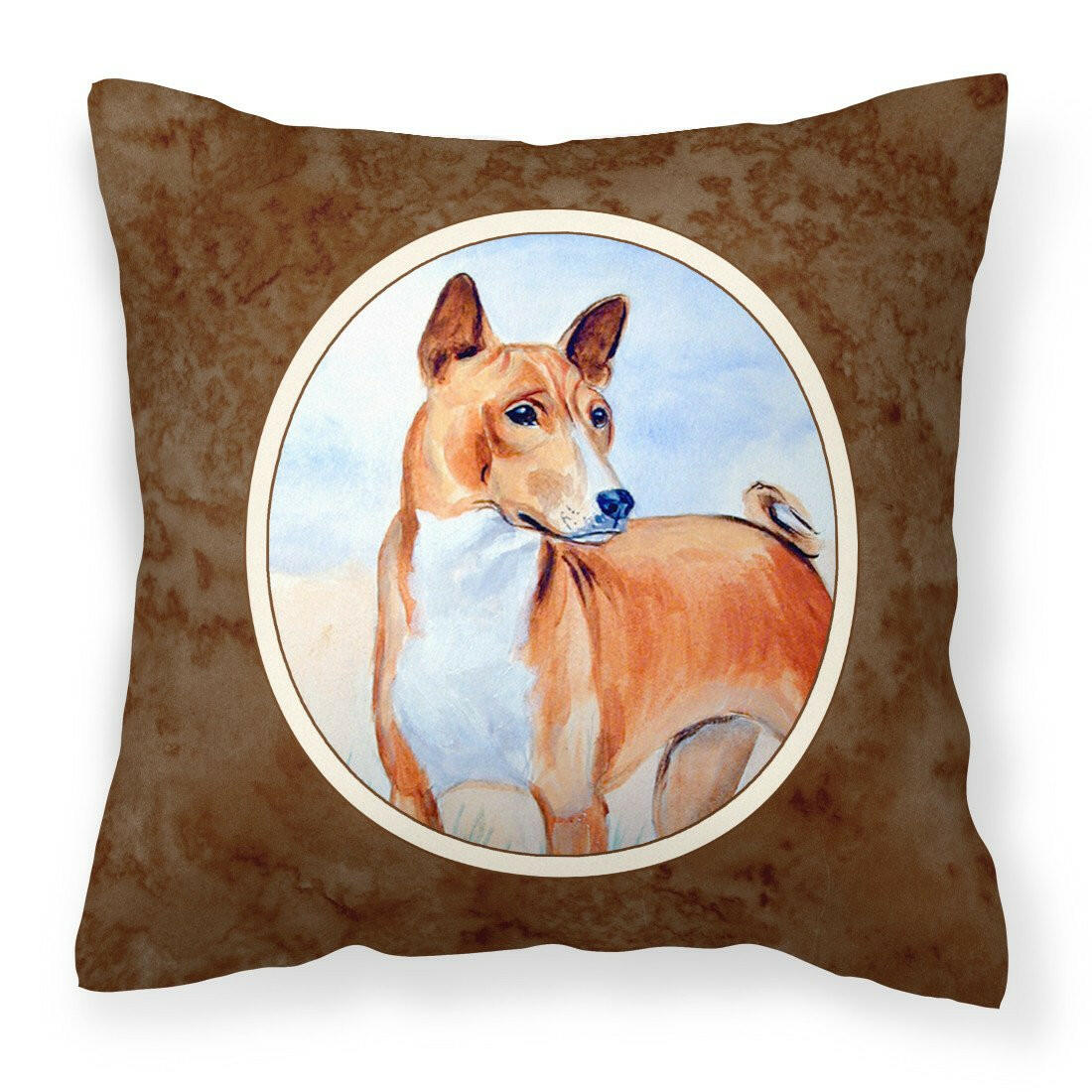 Red and White Basenji Fabric Decorative Pillow 7223PW1414 - the-store.com