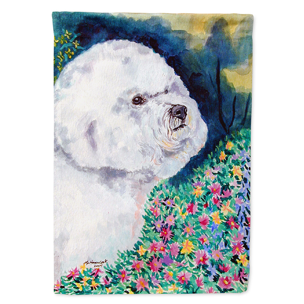 Bichon Frise in the flowers Flag Canvas House Size